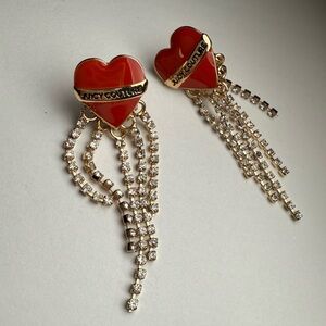 Juicy Couture Red Heart Dangle Earrings